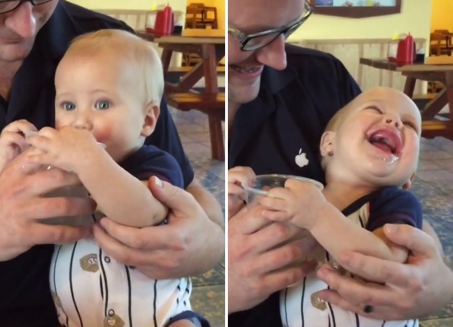 Baby Drinks Water For The First Time And Is Mind Blown!