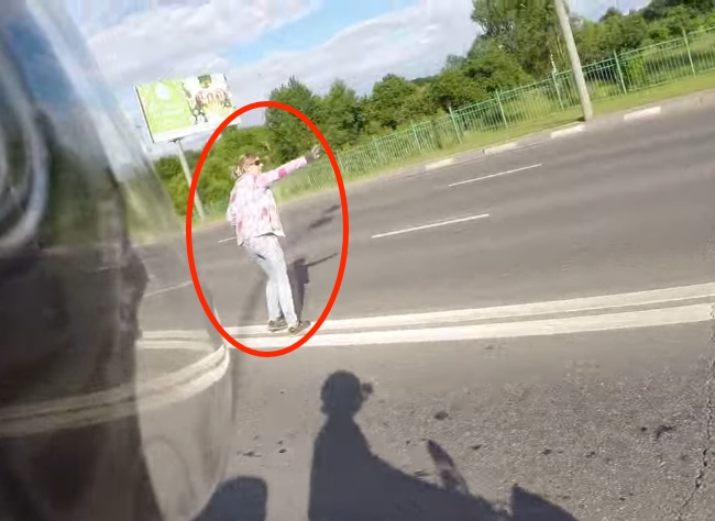 Biker Goes Out Of Her Way To Stop Traffic On A Busy Highway, And The Reason Why Is Pretty Awesome.