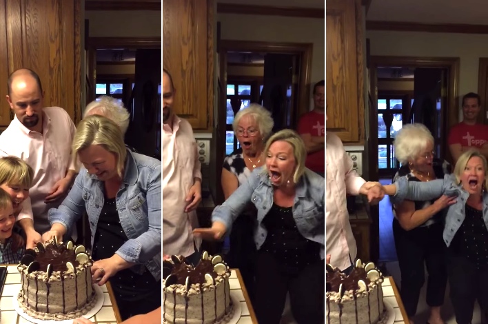 Mother Of 6 Boys Cuts The Cake, Nearly Loses It
