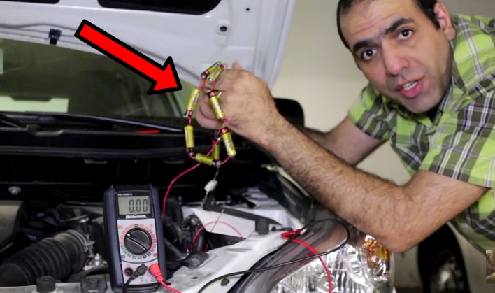 Jump Starting A Car With AA Batteries