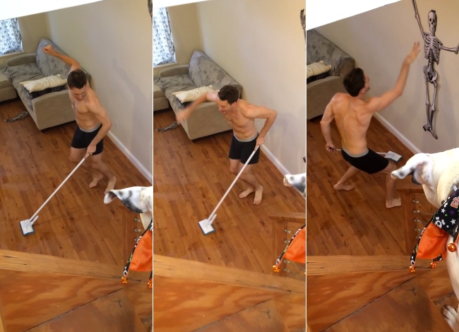 Dude Thought He Was Home Alone Cleaning The House