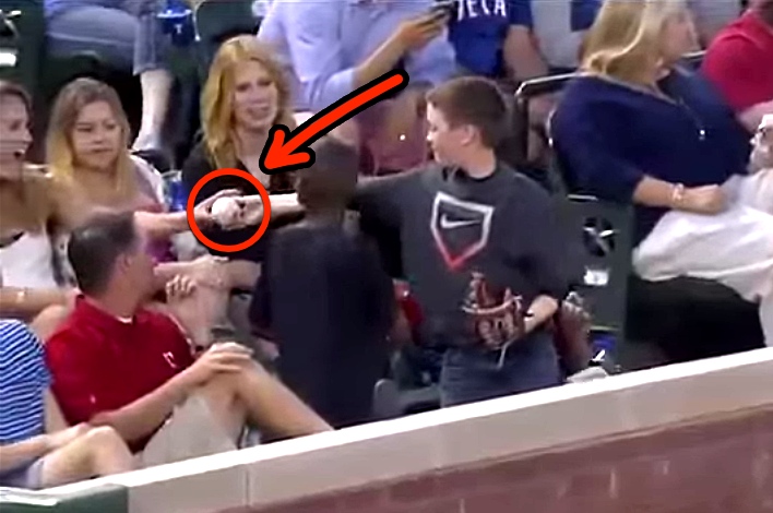 Girls Think They're Getting A Game Ball, But Look Closely. Smooth Kid.