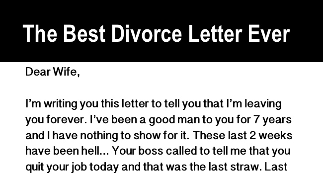 The Best Divorce Letter Ever