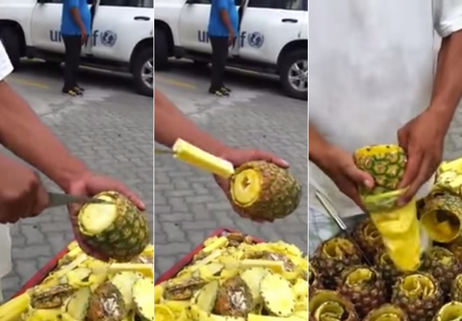 How To Peel, Slice And Dice A Pineapple In Seconds. No Mess!
