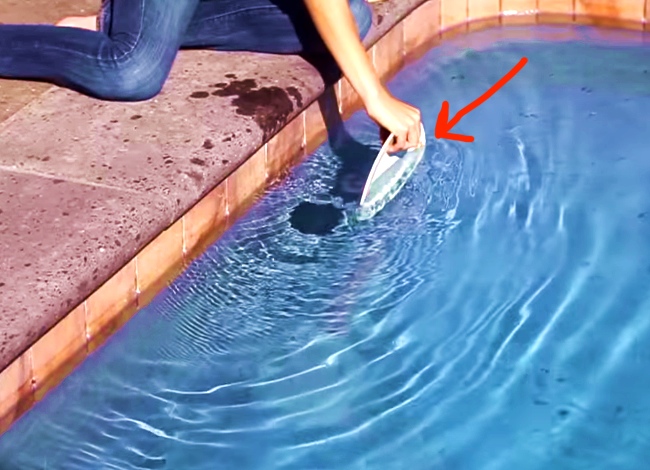 She Drags A Plate Through The Water. Instantly, A Weird Phenomenon Happens.