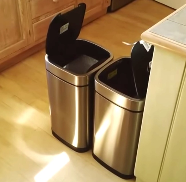 Dad Can't Stop Laughing At What He Did With His Motion Detector Trash Cans. His Laugh Is SO Contagious!