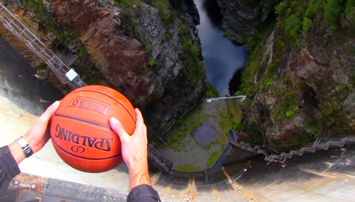 He Drops A Basketball Off A Dam. The Outcome? Totally Unexpected.