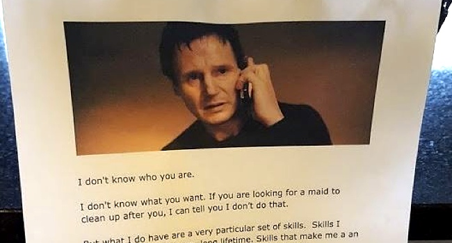 Father Leaves Hilarious Liam Neeson Style Letter For His Messy Kids