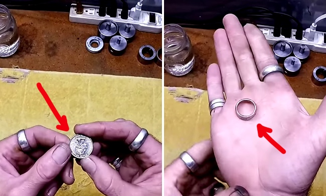 Guy Turns A Quarter Into A Ring In 2 Minutes Flat