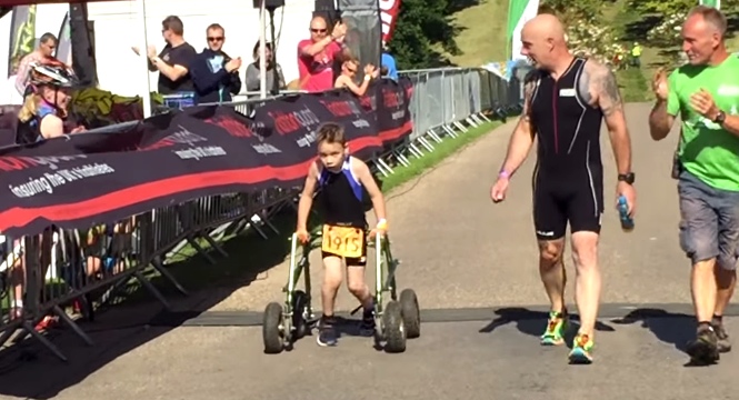 8 y/o With Cerebral Palsy Tosses Aside His Walker To Finish The Race In An Emotional Way