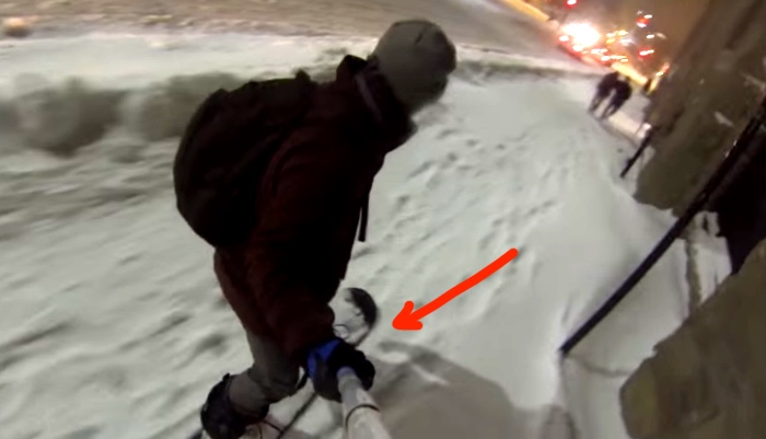 After A Huge Storm, One Man In Montreal Is Commuting In The Most Unusual Way