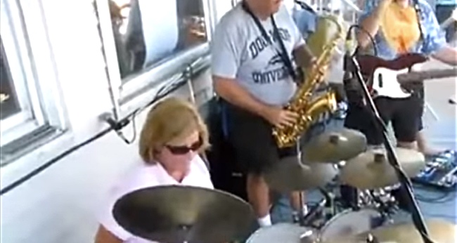 Mom Sits At A Drum Set, And Totally Blows Everyone Away!