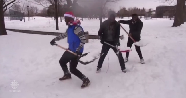This is what happens when Africans shovel snow in Canada