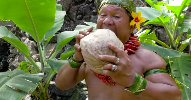 Samoan Chief Has Some Great Ways To Husk A Coconut
