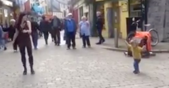 Little Girl Sees an Irish Stepdancer in the Streets and Joins In