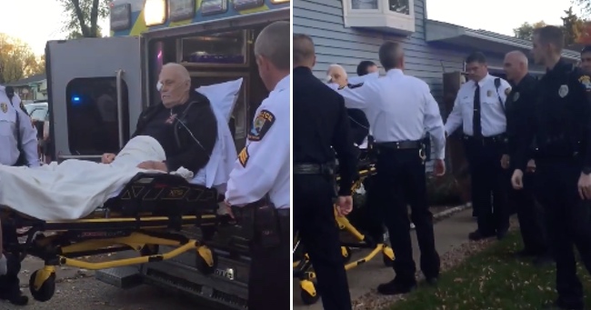 This Former Police Officer Battling Cancer Got a Police Escort When He Went Home for Hospice Care