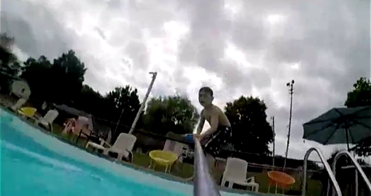 Little Boy Saves the Life of a Young Girl Who Fell into the Pool
