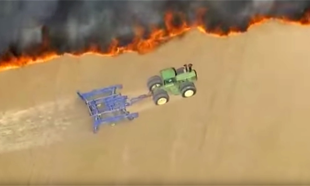 Farmer Sees Crops Go Up In Flames, But His Tractor Trick Saves Them