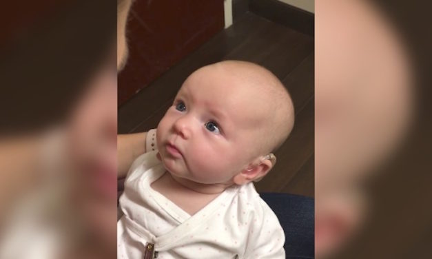Deaf Baby Hears Mom Say “I Love You” for the First Time, Baby Tries to Hold Back Tears