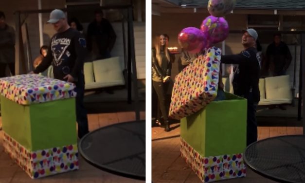 Dad Opens Birthday Gift, Finds 12 y/o Clutching Papers Inside, Breaks Down in Tears